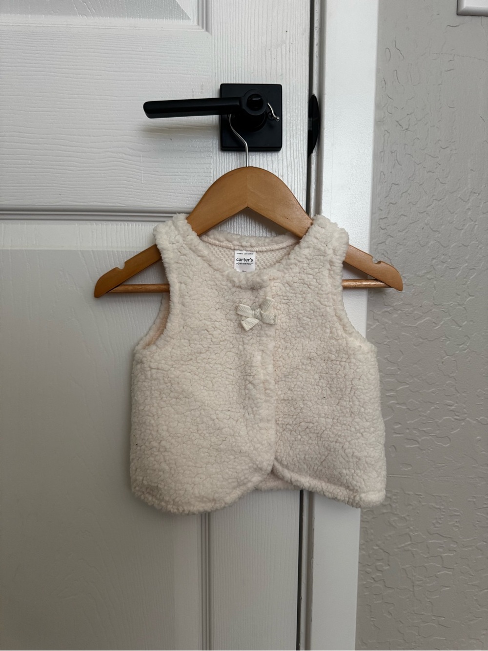Carter's Cream Sherpa Baby Bib Vest with Bow